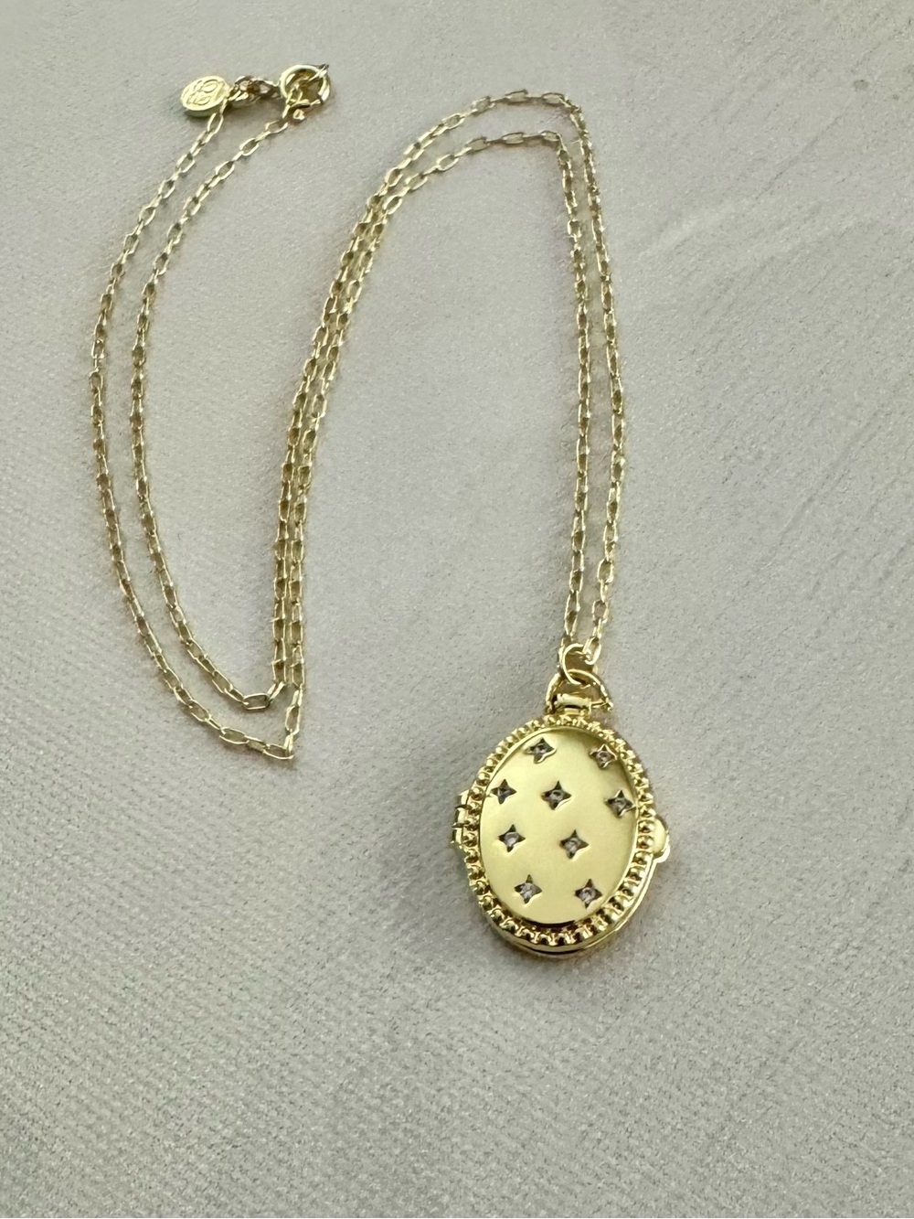 Gorjana Gold Locket Pendant Charm Necklace - Tiny Crystal Stars, Jewelry
